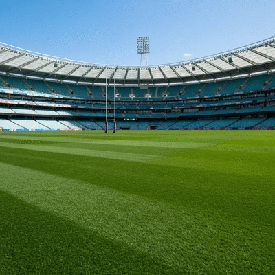 Modern sports stadium in Geelong with green turf and bright lights