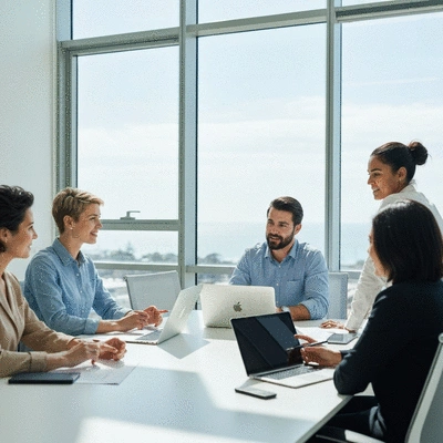 Professional meeting in a modern Geelong office space