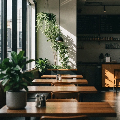 Modern cozy cafe interior in Geelong with natural lighting